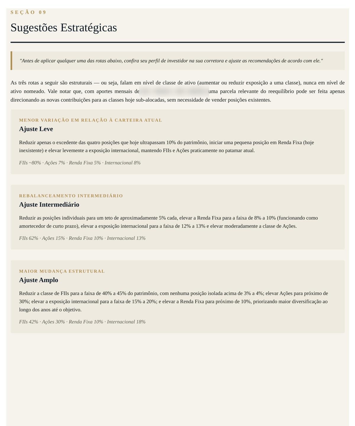 Trecho de um relatório real do Raio-X: Rotas de ajuste